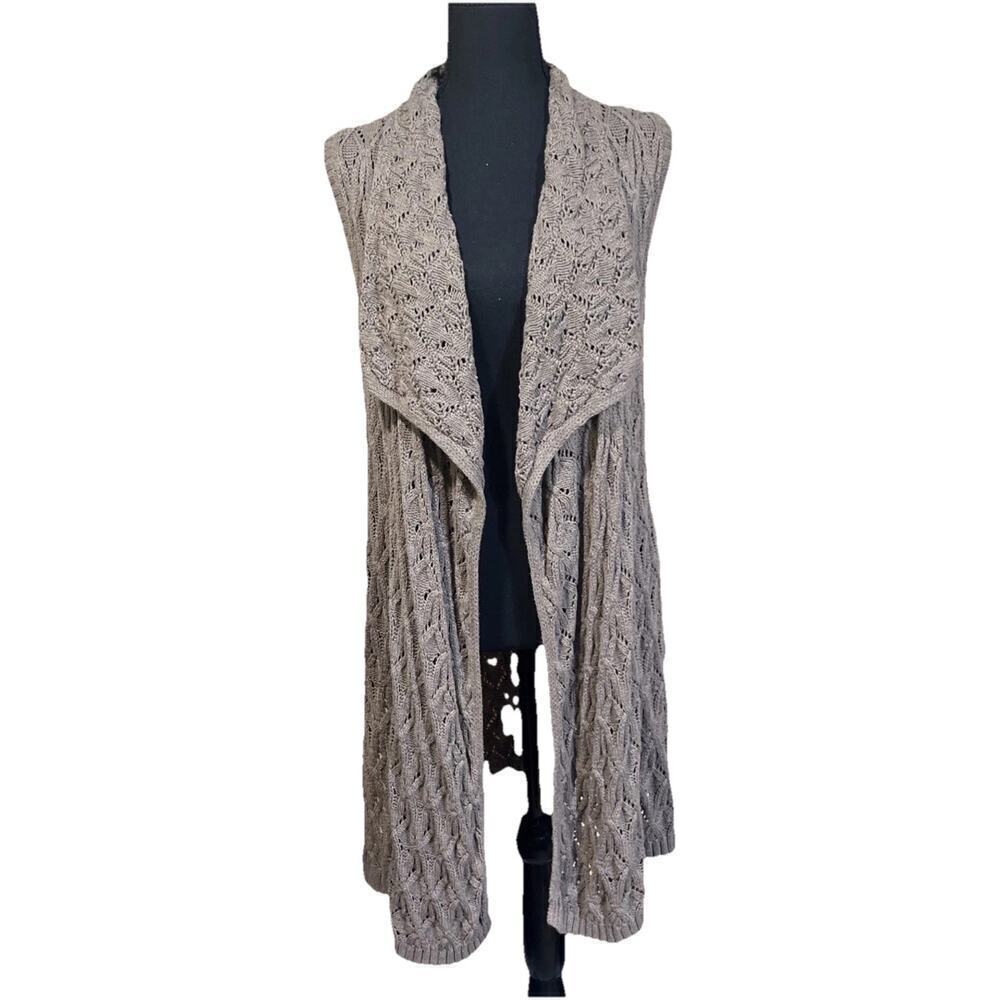 Artisan NY Women's Open Front Cardigan Sweater Size Small Beige Boho Cottage